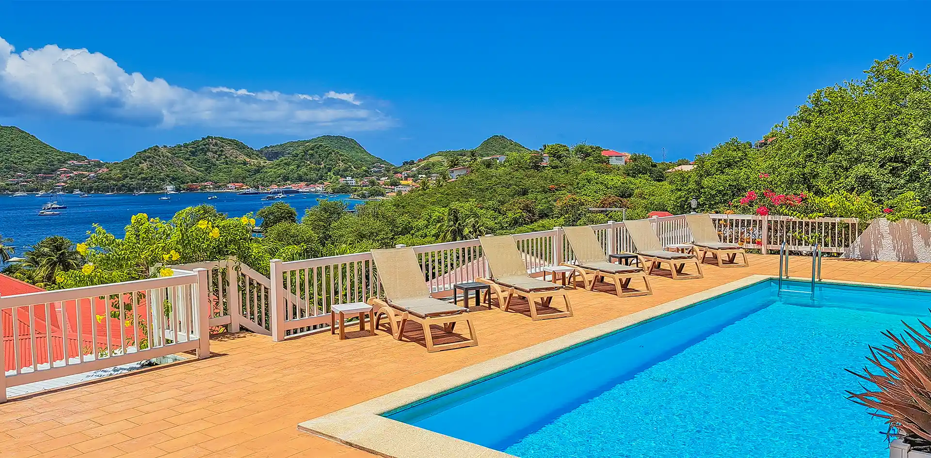 swimming with sea view at the pool